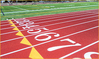 A close-up view of a track featuring clearly marked numbers along